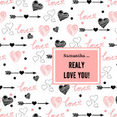 Custom Name Newlywed Love Hand Drawn Heart Curtain Duschvorhang