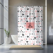 Custom Name Newlywed Love Hand Drawn Heart Curtain Duschvorhang