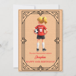 Custom Name Number and Text Birthday Soccer Girl Feiertagskarte