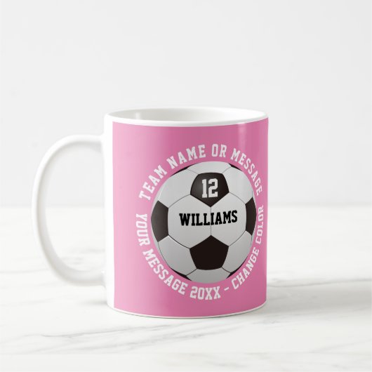 Custom Name Number Team Name Soccer Ball Kaffeetasse (Links)