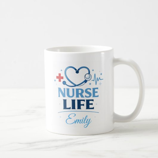 Custom Name Nurse Life Coffee Mug Gift Kaffeetasse (Rechts)