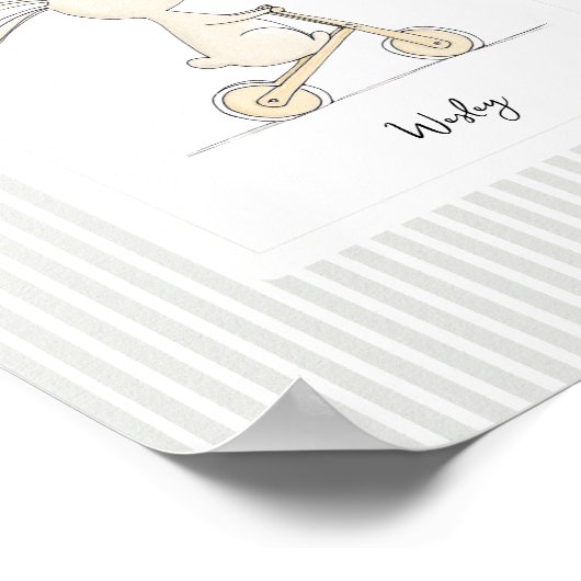 Custom Name Nursery - Cute Bunny Stripes Poster (Ecke)