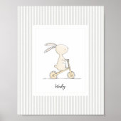 Custom Name Nursery - Cute Bunny Stripes Poster (Vorne)