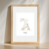 Custom Name Nursery - Cute Bunny Stripes Poster