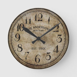 Custom Name Old Retro Vintage Distressed Classic Runde Wanduhr