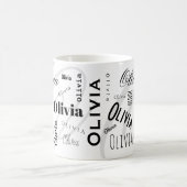 Custom Name Olivia Black White Coffee Mug Kaffeetasse (Mittel)