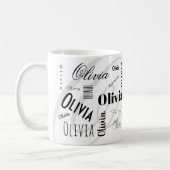 Custom Name Olivia Black White Coffee Mug Kaffeetasse (Links)