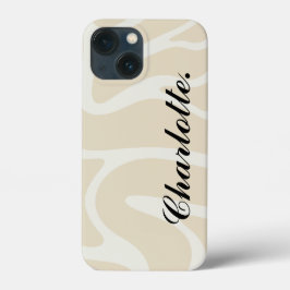 Custom Name on Beige Cream Simple Organic Pattern Case-Mate iPhone Hülle