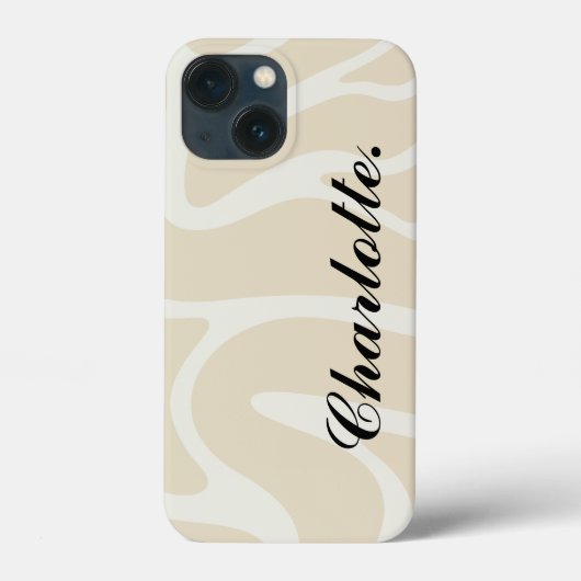 Custom Name on Beige Cream Simple Organic Pattern Case-Mate iPhone Hülle (Rückseite)