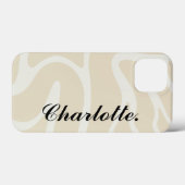 Custom Name on Beige Cream Simple Organic Pattern Case-Mate iPhone Hülle (Rückseite (Horizontal))