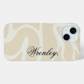 Custom Name on Beige Cream Simple Organic Pattern Case-Mate iPhone Hülle (Rückseite (Horizontal))