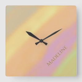 Custom Name on Cotton Candy Colors Quadratische Wanduhr