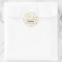 Custom name orange tropical leaves cream