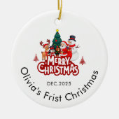Custom Name Ornament, Baby's First Christmas Keramik Ornament (Vorne)
