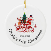 Custom Name Ornament, Baby's First Christmas Keramik Ornament (Hinten)