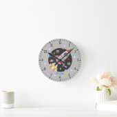 Custom name Outer space rocket kids Runde Wanduhr (Zuhause)