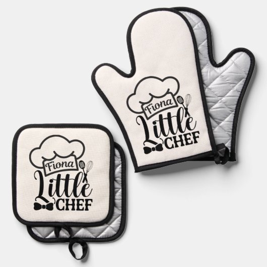 Custom name Oven Mitt & Pot Holder Set (Vorderseite/Rückseite)