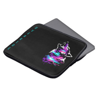 Custom Name Override Glitch Wolf Cyberpunk Laptop  Laptopschutzhülle