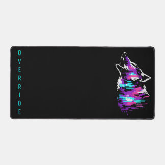 Custom Name Override Glitch Wolf Gaming Desk Mat Schreibtischunterlage