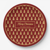 Custom Name Paper Plates Elegant Red Gold Trees Pappteller (Vorderseite)