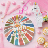 Custom Name Party Table Decor Fun Retro Rainbow Pappteller (Party)