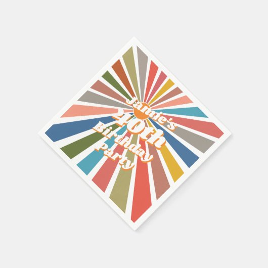  Custom Name Party Table Decor Fun Retro Rainbow Serviette (Ecke)