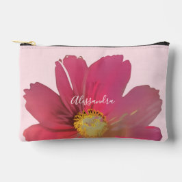 Custom Name Pastel Pink Red Watercolor Wildflower Zubehörtasche
