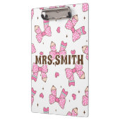 Custom Name Pencil Coquette Bow  Klemmbrett (Links)