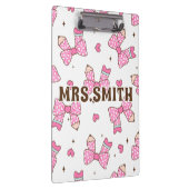 Custom Name Pencil Coquette Bow  Klemmbrett (Rechts)