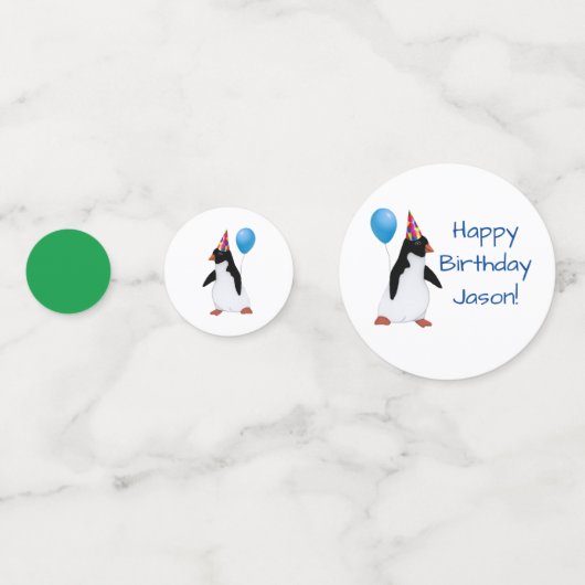Custom Name Penguin Blue Balloon Table Confetti Konfetti (Vorderseiten)