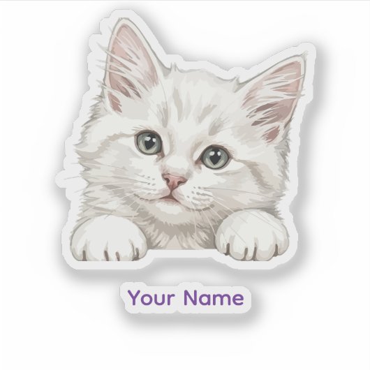 Custom Name Personalized Kitten Art Gift Aufkleber (Vorderseite)