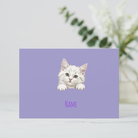 Custom Name Personalized Kitten Art Gift Dankeskarte (Stehend Vorderseite)