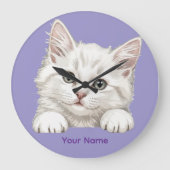 Custom Name Personalized Kitten Art Gift Große Wanduhr (Vorderseite)