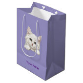 Custom Name Personalized Kitten Art Gift Mittlere Geschenktüte (Vorderseite Schrägansicht)