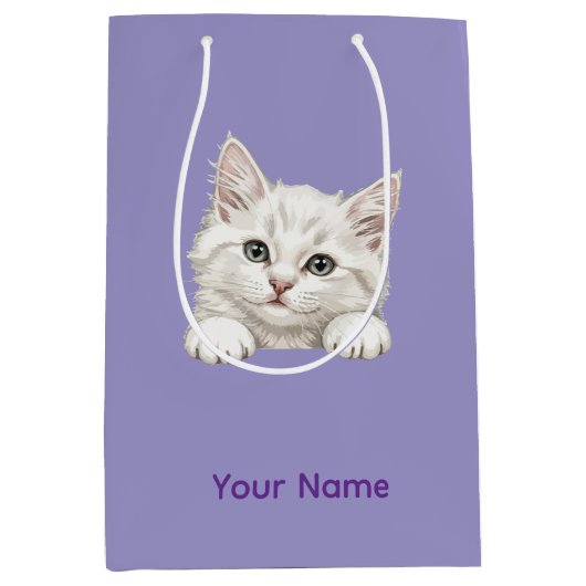 Custom Name Personalized Kitten Art Gift Mittlere Geschenktüte (Vorderseite)