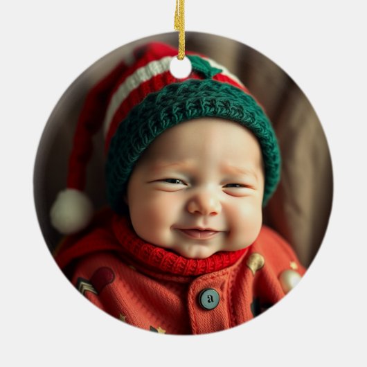 Custom Name & Photo Keepsake with Cute Aus Dingo Keramik Ornament (Hinten)