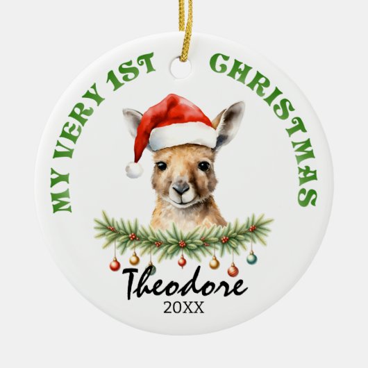 Custom Name & Photo Keepsake with Cute Aus Roo Keramik Ornament (Vorne)
