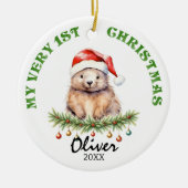 Custom Name & Photo Keepsake with Cute Aus Wombat Keramik Ornament (Vorne)