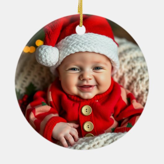 Custom Name & Photo Keepsake with Cute Aus Wombat Keramik Ornament (Hinten)