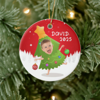 Custom name + photo message me -Christmas Ornament