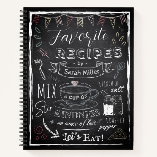 Custom Name & Photo Recipe Keeper Chalkboard Notizblock (Vorderseite)