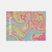 Custom Name Pink and Green Marble Fleece Blanket (Vorderseite (Horizontal))