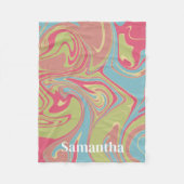 Custom Name Pink and Green Marble Fleece Blanket (Vorderseite)