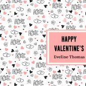 Custom Name Pink Black Hearts Classic Gift Wrap  Große Geschenktüte