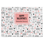 Custom Name Pink Black Hearts Classic Gift Wrap Große Geschenktüte (Vorderseite)