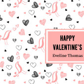 Custom Name Pink Black Hearts Simple Valentine Große Geschenktüte