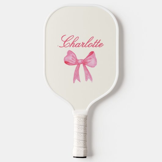 Custom Name Pink Coquette Bow Pickleball Schläger (Rückseite)