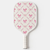 Custom Name Pink Coquette Bow Pickleball Schläger (Vorderseite)