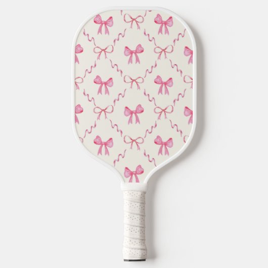 Custom Name Pink Coquette Bow Pickleball Schläger (Vorderseite)