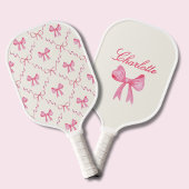 Custom Name Pink Coquette Bow Pickleball Schläger